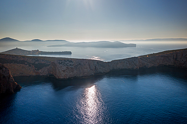 Capo Caccia, aerial drone view, Sardinia, Italy, Mediterranean, Europe