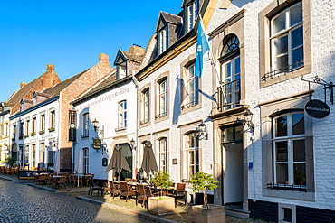 Street with traditional Dutch houses in Thorn, white village, Limburg, The Netherlands, Europe