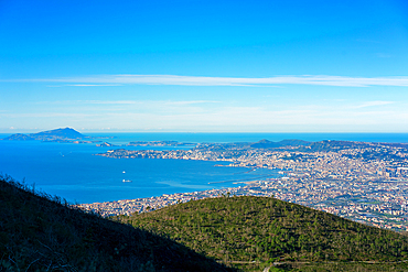 Naples city viewpoint from Mount Vesuvius volcano, Naples, Campania, Italy, Europe