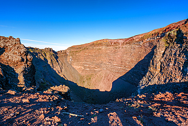 Mount Vesuvius volcano crater red rock landscape in Naples, Italy