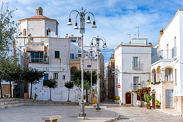 Polignano a Mare historic city center white houses, in Italy