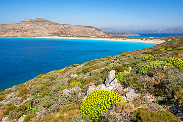 Simos beach with turquoise water in Elafonisos island, Greece