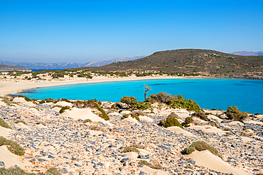 Simos beach with turquoise water in Elafonisos island, Greece