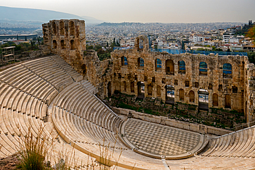 Odeon of Herodes Atticus ancient open theater in Athens Acropolis in Greece