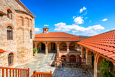 Meteora ancient Great Meteoron holy monastery in Unesco site in Kalabaka, Greece