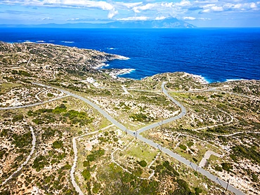 Kriaritsi project area drone aerial view with abandoned roads in the south of Greece