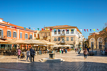 Nafplion historic city center colorful houses in Greece