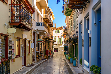 Nafplion historic city center colorful houses in Greece