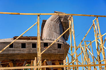 Wooden Trojan horse model of Troy ancient city musem in Hisarlik, Turkey