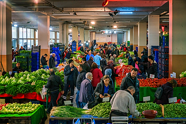 People buying vegetables and fruits in Izmir farms market in Turkey