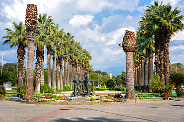 Ataturk and Ismet Inonu statue in Culture park in Izmir, Turkey