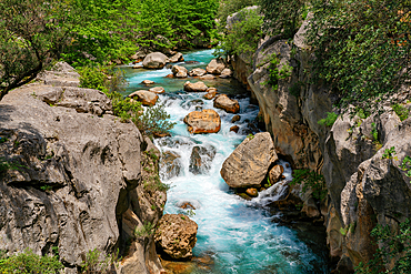 Yazili canyon waterfall between the rocks in Turkey