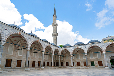 Blue mosque with beautiful minaret tower in Istanbul, Turkey