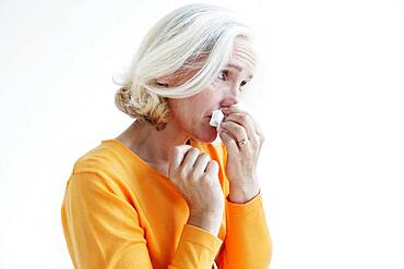 Elderly person with rhinitis