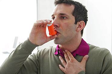 Asthma treatment, man