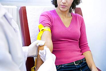 Blood specimen in a woman