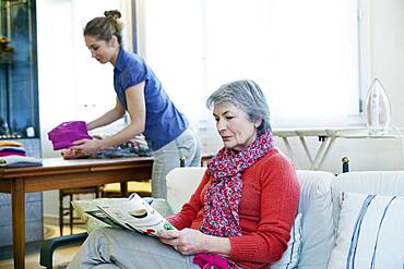 Senior woman with her carer.