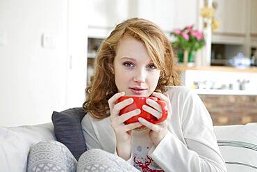 Woman with hot drink