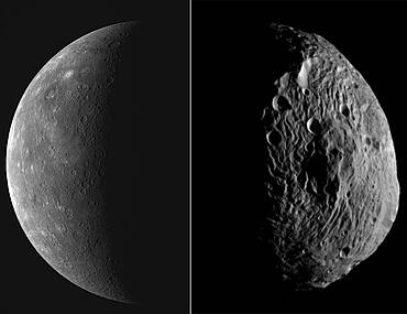 Mercury and Vesta Asteroid, Comparison