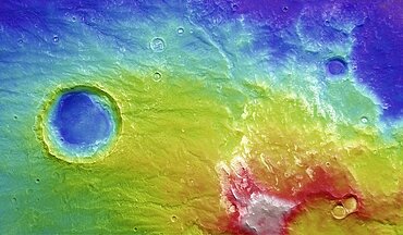 Thaumasia mountains and Coracis Fossae, Mars Express