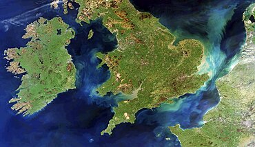 British Isles and northern France, satellite image