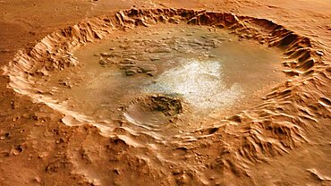 Crater in Erythraeum Chaos, Mars