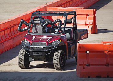 RoboSimian Drives Slalom Course