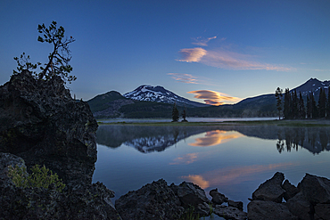 Sparks Lake, South Sister and Broken Top from the Ray Atkeson Memorial Trail; Deschutes National Forest, Oregon.