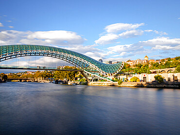 Peace Bridge at sunset, Tbilisi, Georgia (Sakartvelo), Central Asia, Asia