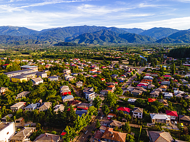 A drone view of Ozurgeti and the mountains of Guria, Georgia (Sakartvelo), Central Asia, Asia