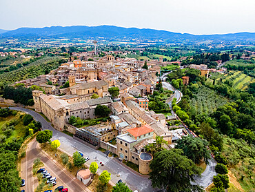 Aerial view of Old Town, Montefalco, Umbria, Italy, Europe