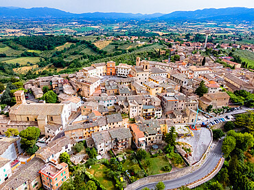 Aerial view of Old Town, Montefalco, Umbria, Italy, Europe