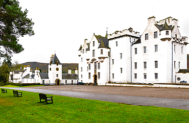 Blair Castle, home to Europe's last remaining private army, the Atholl Highlanders, Blair Atholl, Perthshire, Highlands, Scotland, United Kingdom, Europe