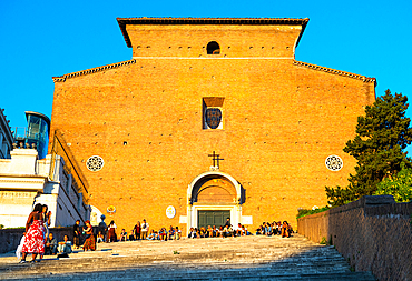 Basilica di Santa Maria in Ara Coeli al Campidoglio (Basilica of Saint Mary of the Altar in Heaven) on Capitoline Hill at sunset, Rome, Lazio, Italy