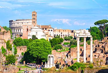 The Forum Romanum (Roman Forum) and The Colosseum (Colosseo), UNESCO, Rome, Lazio, Italy