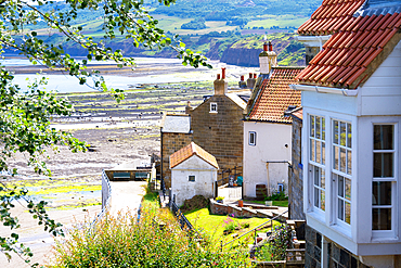 Views of Robin Hood’s Bay, an old fishing village on the Heritage Coast of the North York Moors, North Yorkshire, England