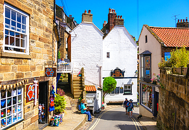 Streets of Robin Hood’s Bay, an old fishing village on the Heritage Coast of the North York Moors, North Yorkshire, England