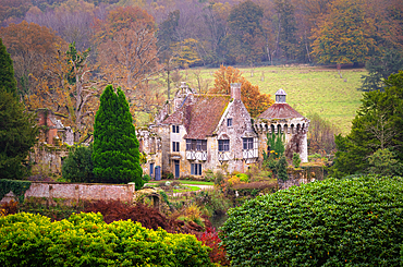 Old Scotney Castle in the autumn, Kent, England