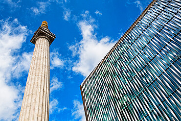 The Monument to the Great Fire of London and The Monument Building, City of London, London, England, United Kingdom, Europe