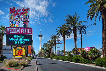 Viva Las Vegas Wedding Chapel, STRAT Tower and Las Vegas Boulevard, Las Vegas, Nevada, United States of America, North America