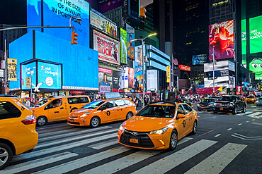 Times Square at night, Manhattan, New York, United States of America, North America