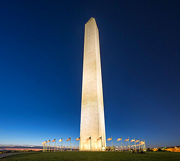 The Washington Monument at night, National Mall, Washington DC, United States of America, North America