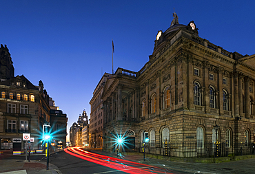 Liverpool Town Hall and the Liver Building at night, Water Street, Liverpool City Centre, Liverpool, Merseyside, England, United Kingdom, Europe