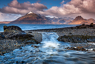 Loch Scavaig and the Black Cuillins from Elgol, Elgol, Isle of Skye, Inner Hebrides, Scotland, United Kingdom, Europe