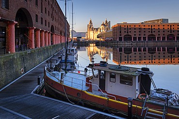 The Albert Dock and Liver Building, Albert Dock, Liverpool, Merseyside, England, United Kingdom, Europe