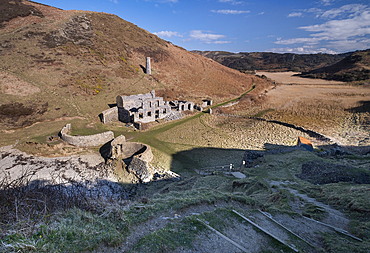 Ruins of Llanlleiana Porcelain Works on the Anglesey Coast Path, near Cemaes, Anglesey, North Wales, United Kingdom, Europe