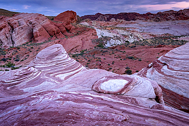 The Fire Wave at sunset, Valley of Fire State Park, Nevada, United States of America, North America