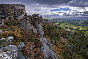 The Roaches rock formation in autumn, near Leek, Peak District National Park, Staffordshire Moorlands, Staffordshire, England, United Kingdom, Europe