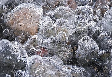 Ice Patterns and Air Bubbles within Ice Blocks at Fjallsárlón Iceberg Lagoon, Vatnajökull National Park, Southern Iceland, Europe