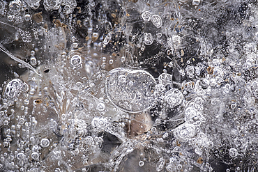 Ice Patterns and Air Bubbles within Ice Blocks at Fjallsárlón Iceberg Lagoon, Vatnajökull National Park, Southern Iceland, Europe